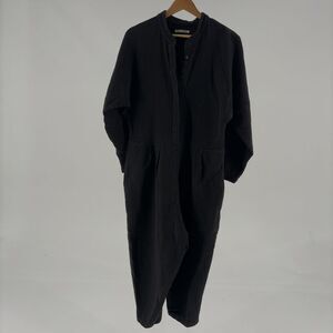 Black Crane Relaxed Long-Sleeve Black Jumpsuit